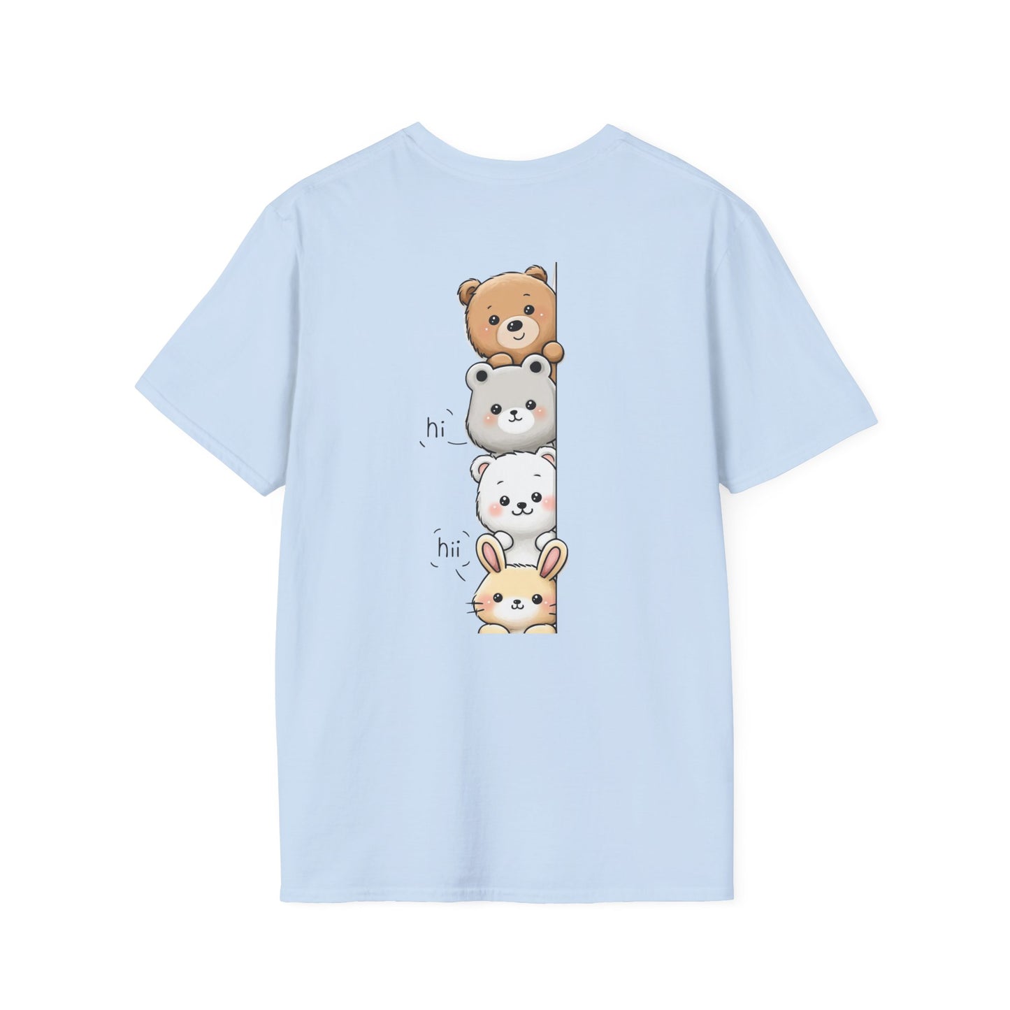 back t shirt Cute Stack Animals T-Shirt — Kawaii Bear, Cat, Dog & Bunny Back Graphic