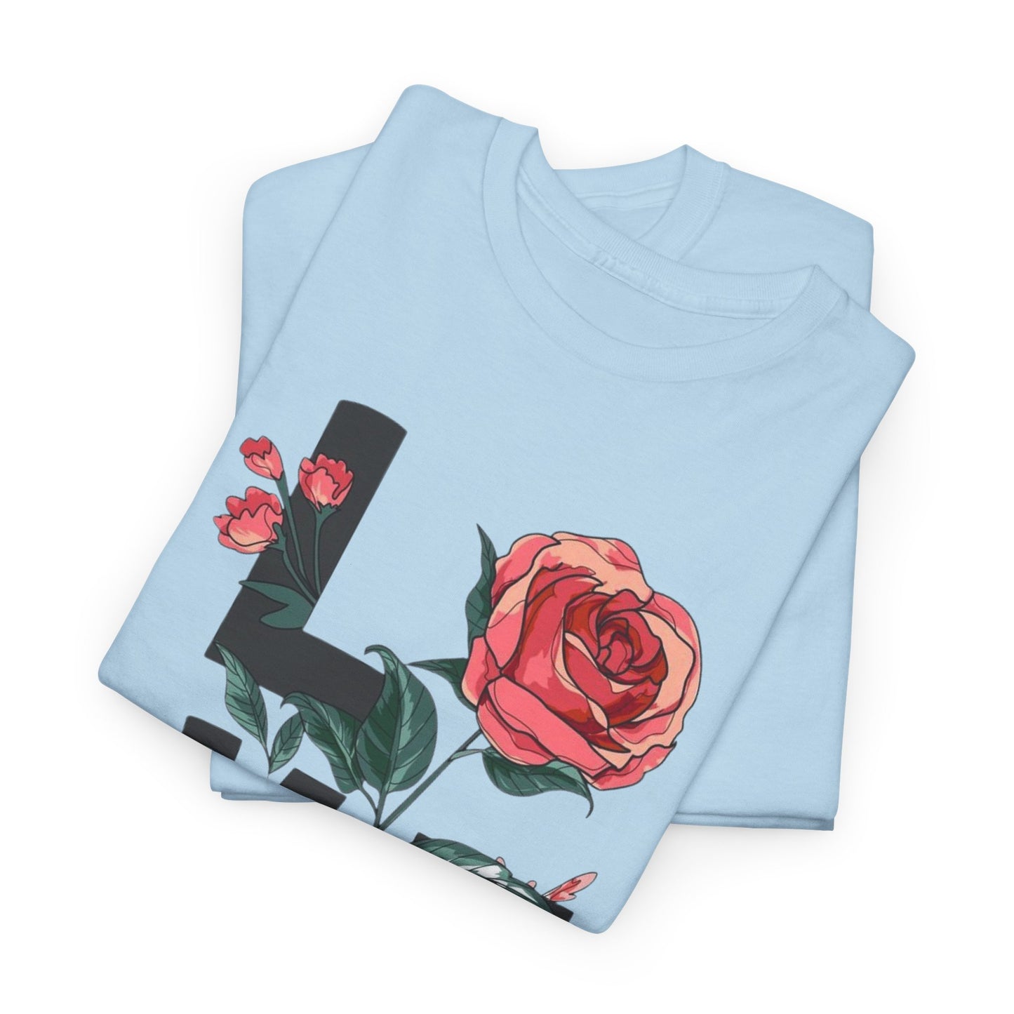 VALENTINE LOVE Floral Tee — Rose Typography Graphic T-Shirt for Women & Men VALENTINE