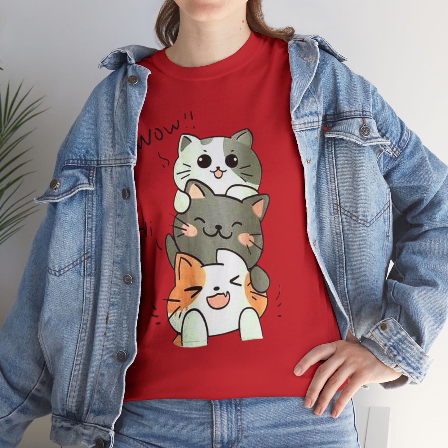 Cat Stack T-Shirt — Cute Kawaii Cats "Hi" Graphic Tee