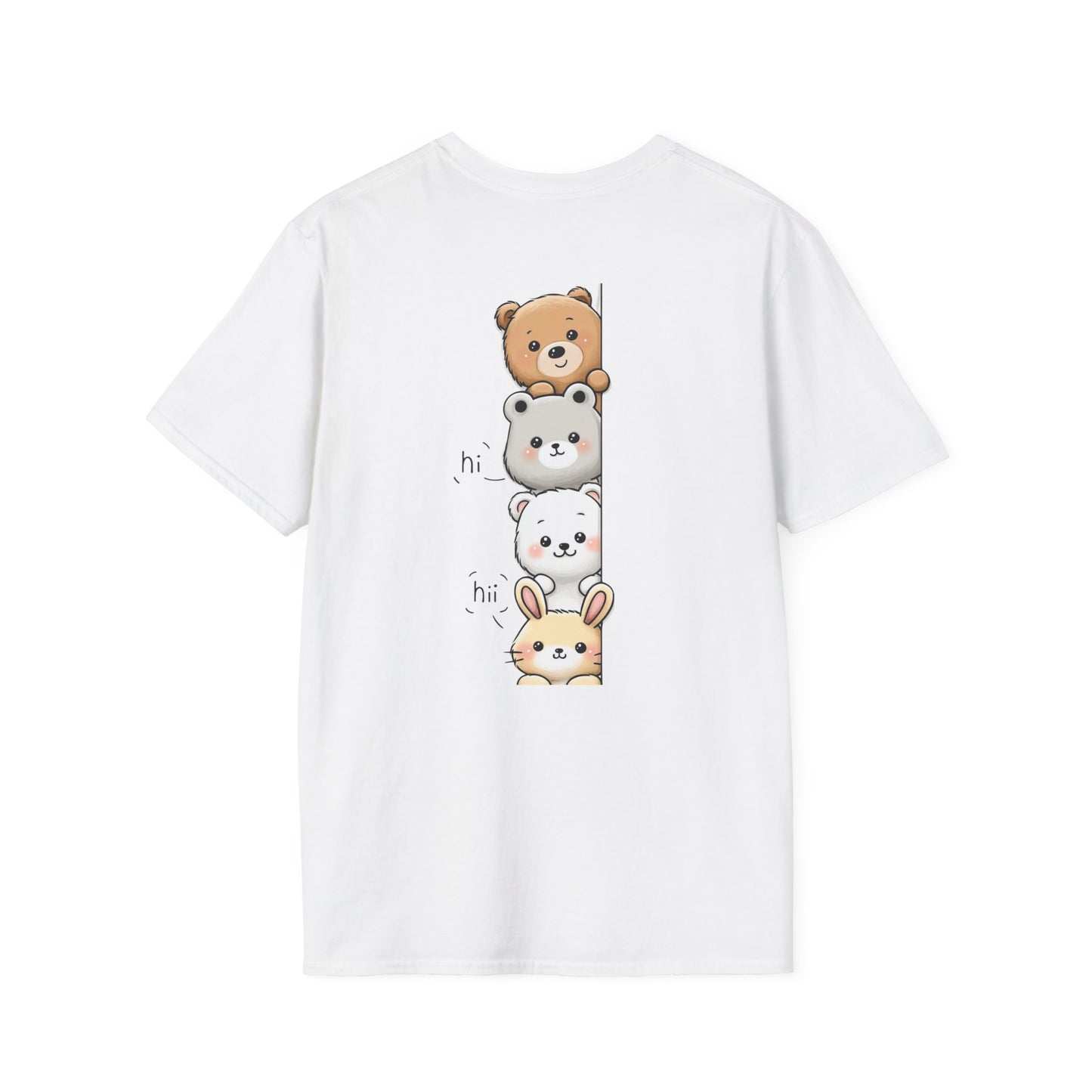 back t shirt Cute Stack Animals T-Shirt — Kawaii Bear, Cat, Dog & Bunny Back Graphic