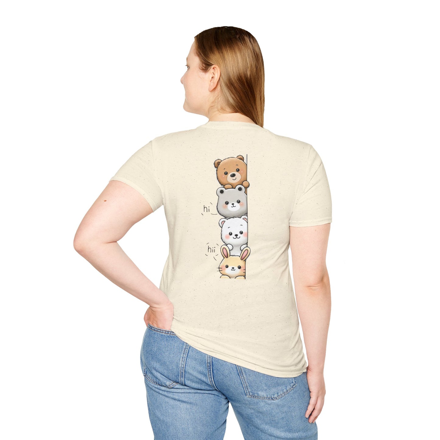 back t shirt Cute Stack Animals T-Shirt — Kawaii Bear, Cat, Dog & Bunny Back Graphic