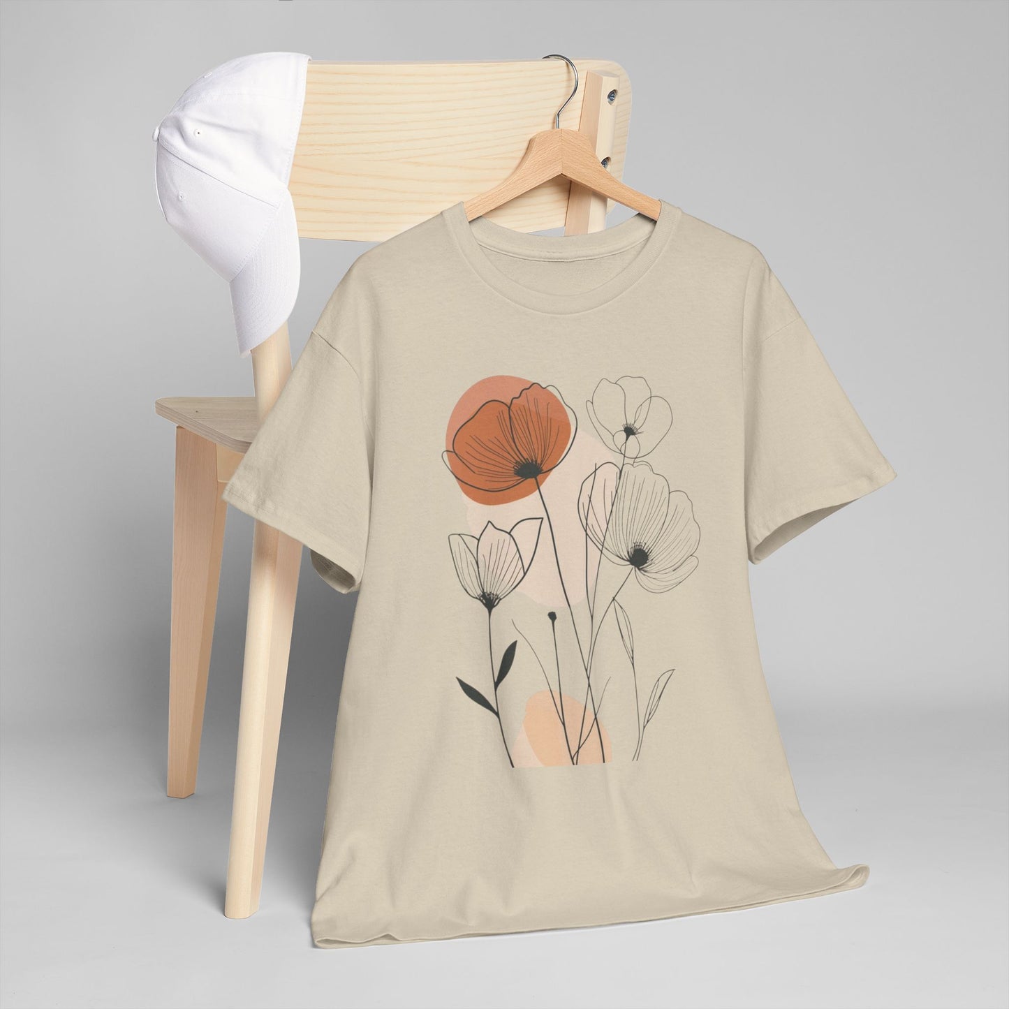 Floral Sketch Tee — Minimalist Poppy & Wildflower Graphic Shirt