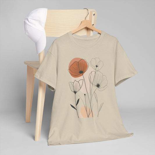 Floral Sketch Tee — Minimalist Poppy & Wildflower Graphic Shirt