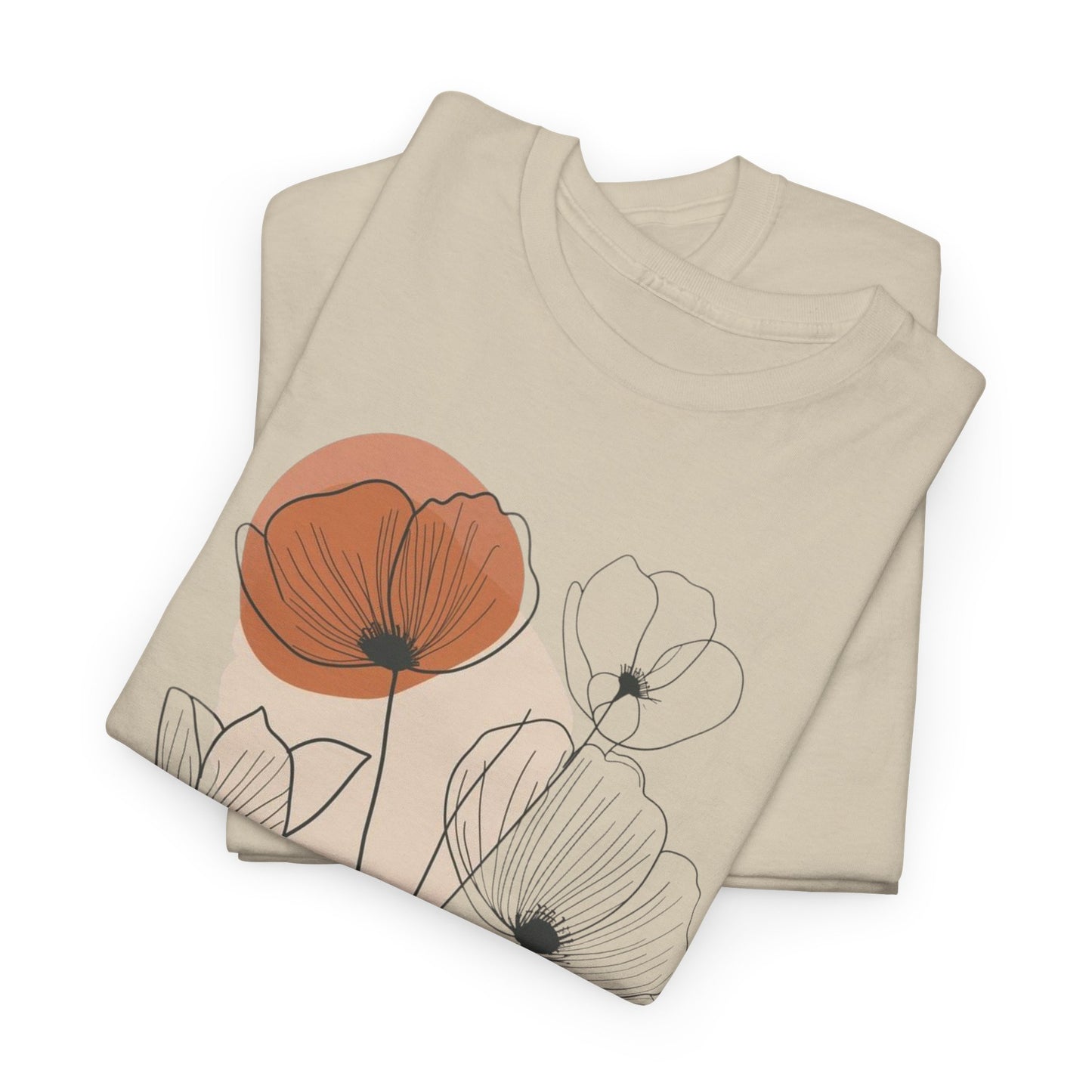 Floral Sketch Tee — Minimalist Poppy & Wildflower Graphic Shirt