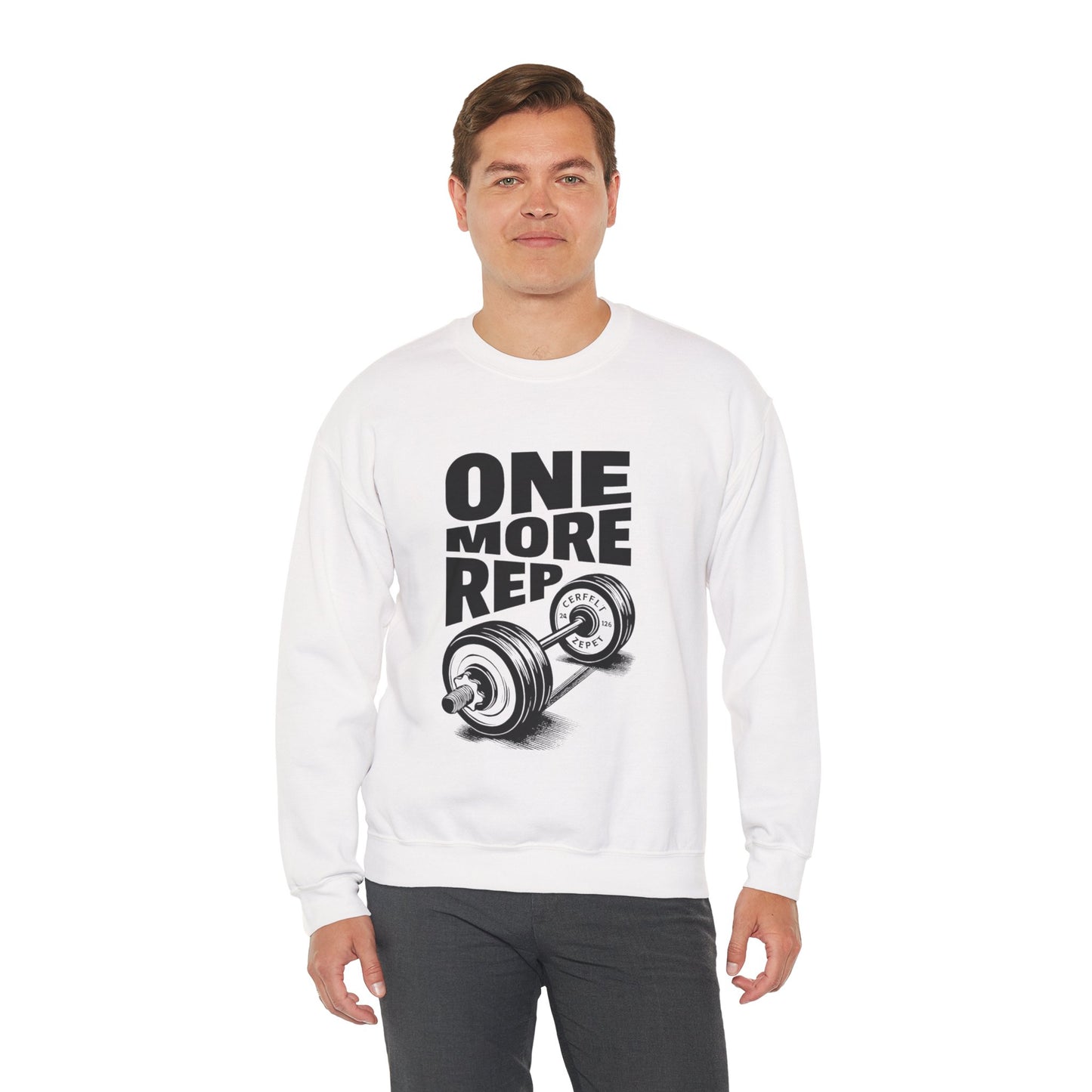 Crewneck Sweatshirt — 'One More Rep' Weightlifting Fitness Graphic
