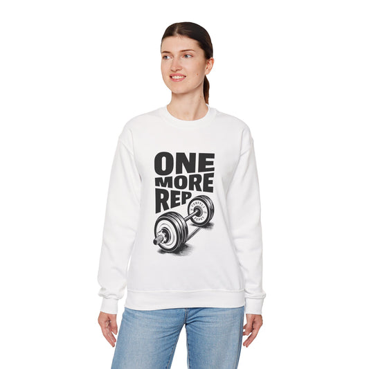 Crewneck Sweatshirt — 'One More Rep' Weightlifting Fitness Graphic