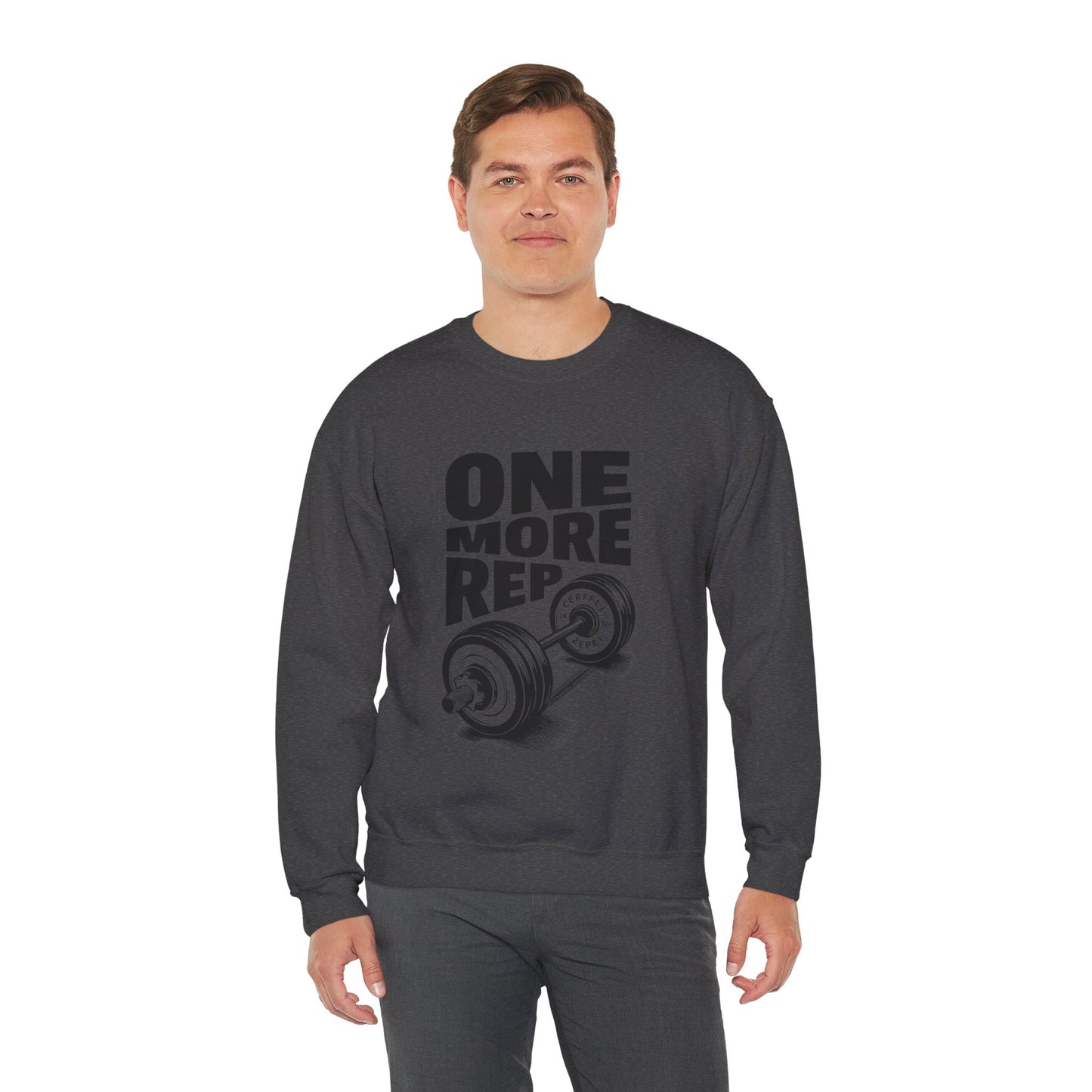 Crewneck Sweatshirt — 'One More Rep' Weightlifting Fitness Graphic