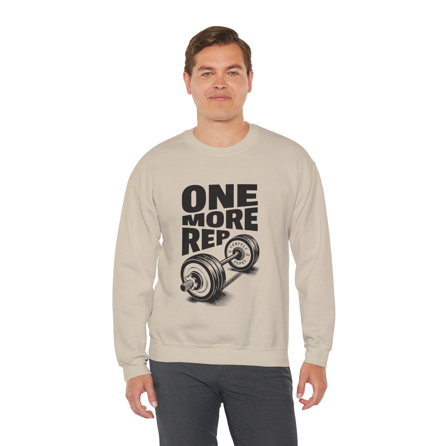 Crewneck Sweatshirt — 'One More Rep' Weightlifting Fitness Graphic