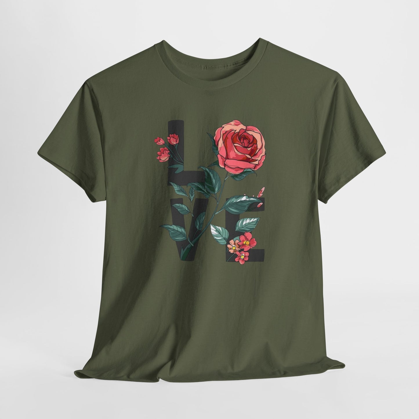 VALENTINE LOVE Floral Tee — Rose Typography Graphic T-Shirt for Women & Men VALENTINE