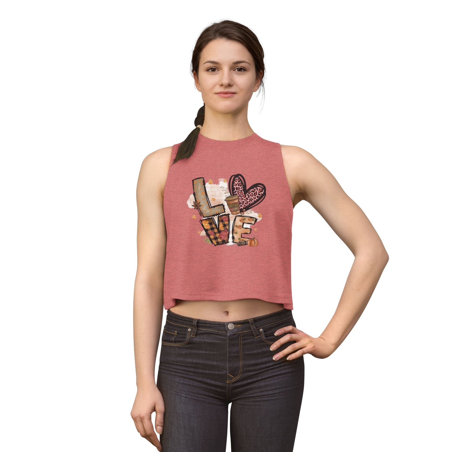 LOVE Graphic Crop Top — Women's Boho Heart Plaid Summer Tank