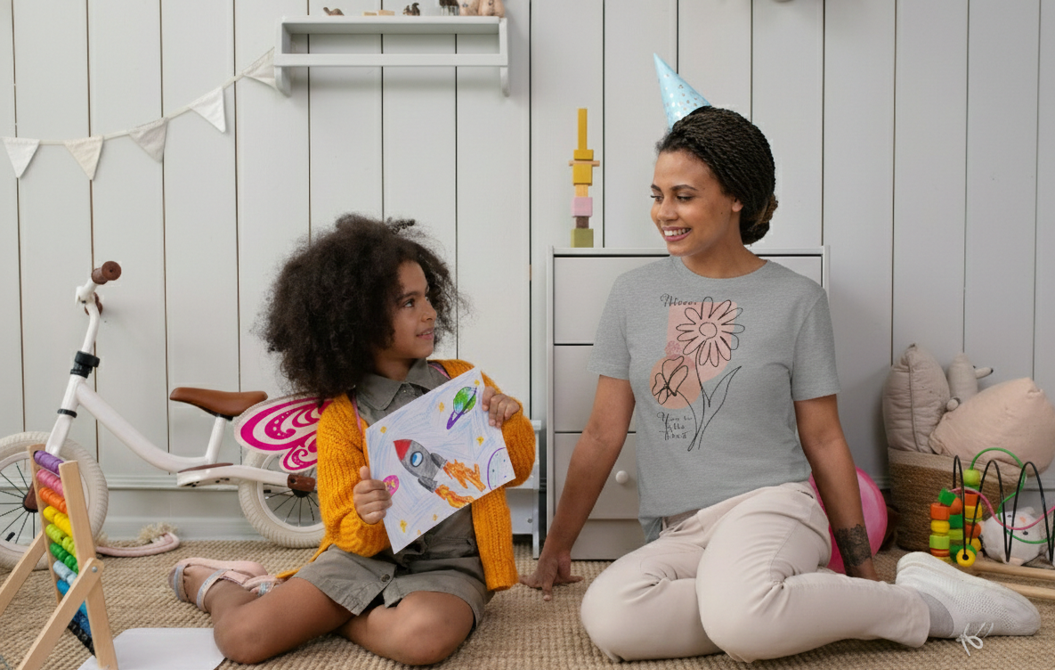 Floral Minimalist Tee — Abstract Line Flower Design (You Are Not Alone)