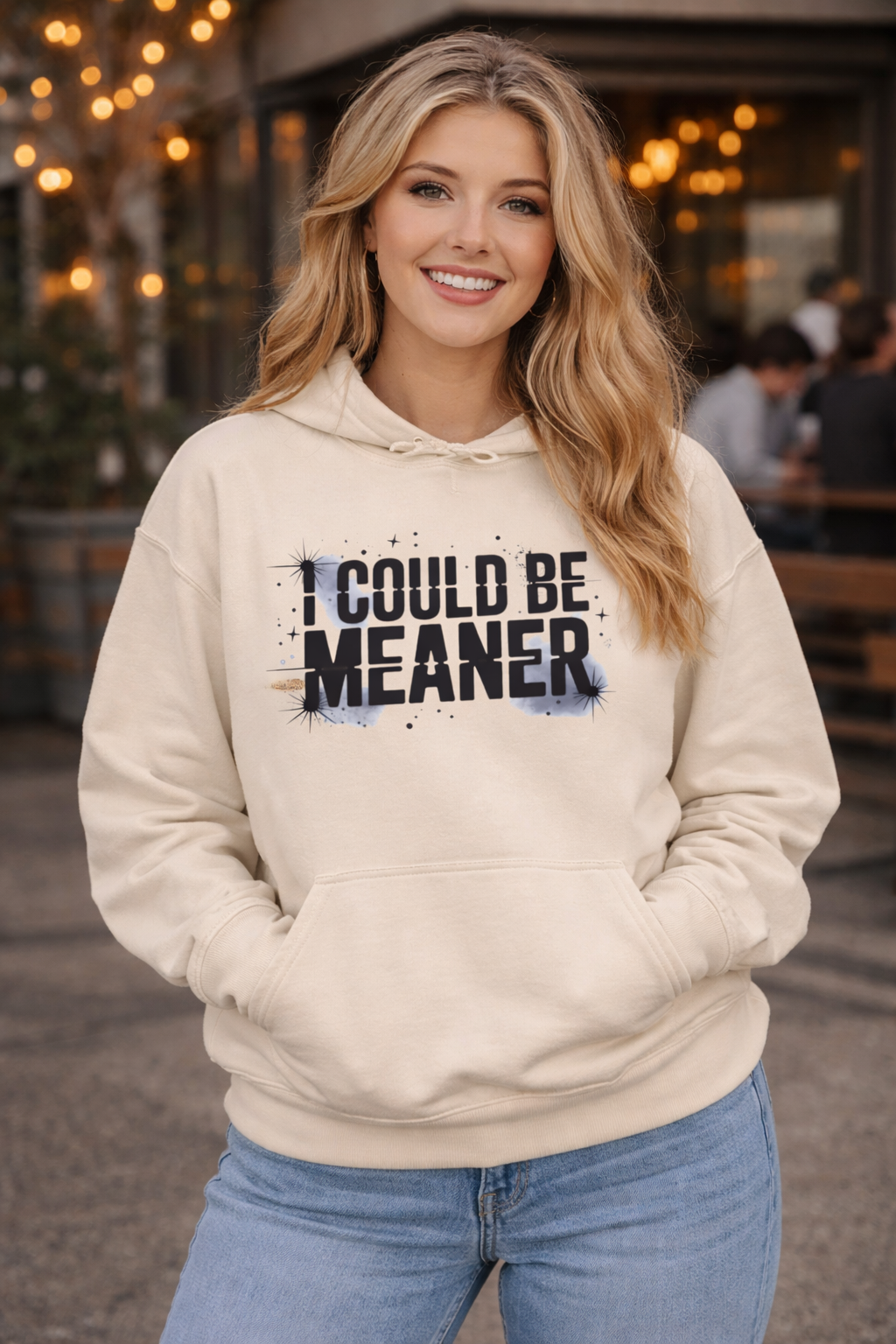Overthinking Squirrel Hoodie — "I Could Be Meaner" Graphic Pullover