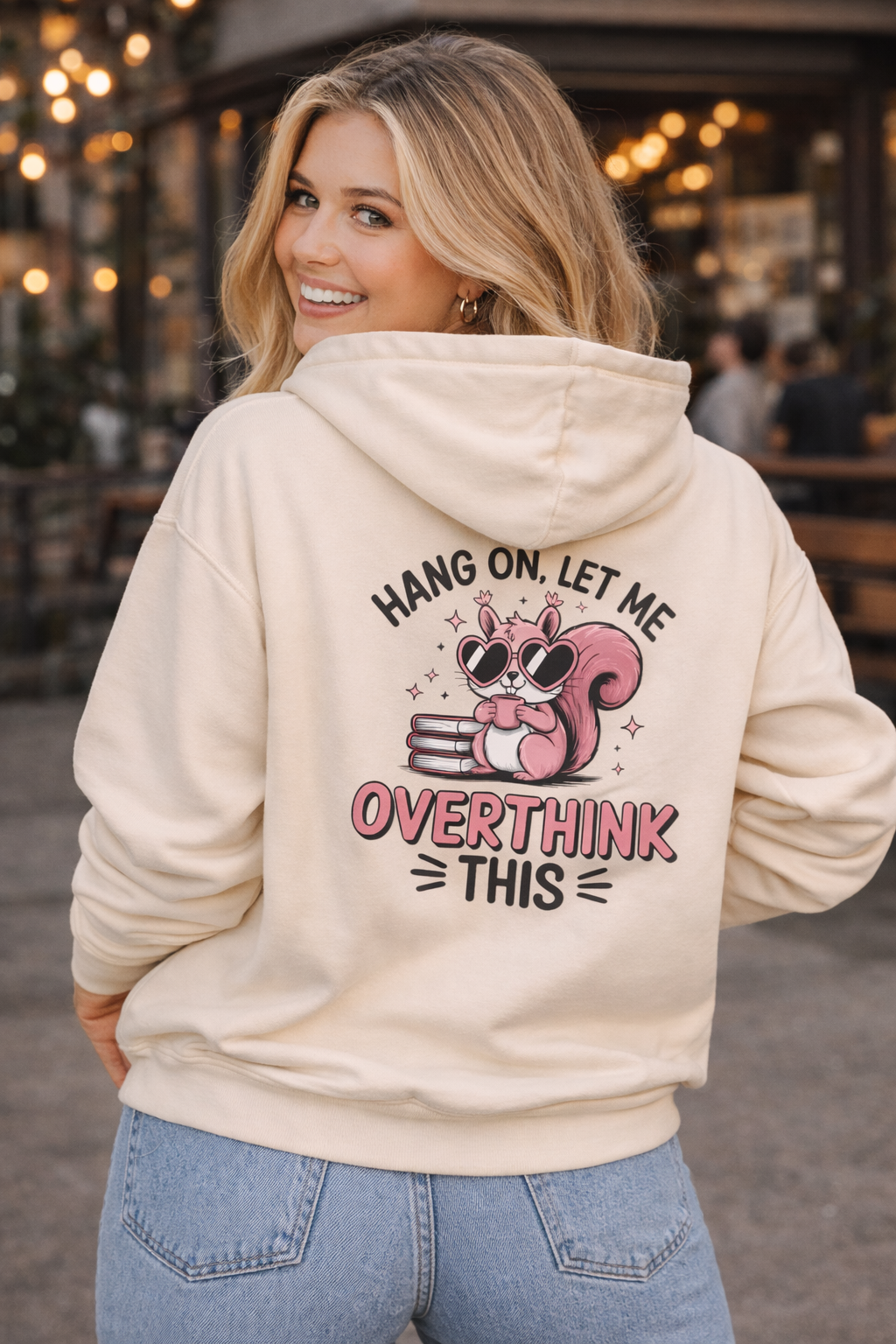 Overthinking Squirrel Hoodie — "I Could Be Meaner" Graphic Pullover