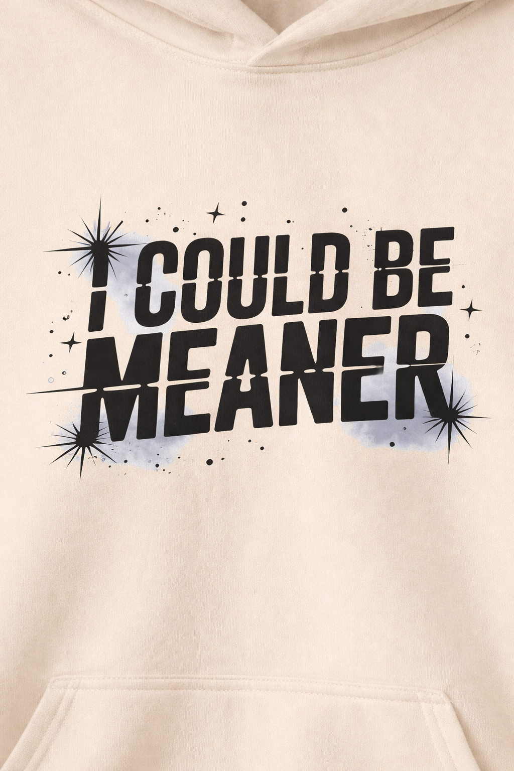 Overthinking Squirrel Hoodie — "I Could Be Meaner" Graphic Pullover