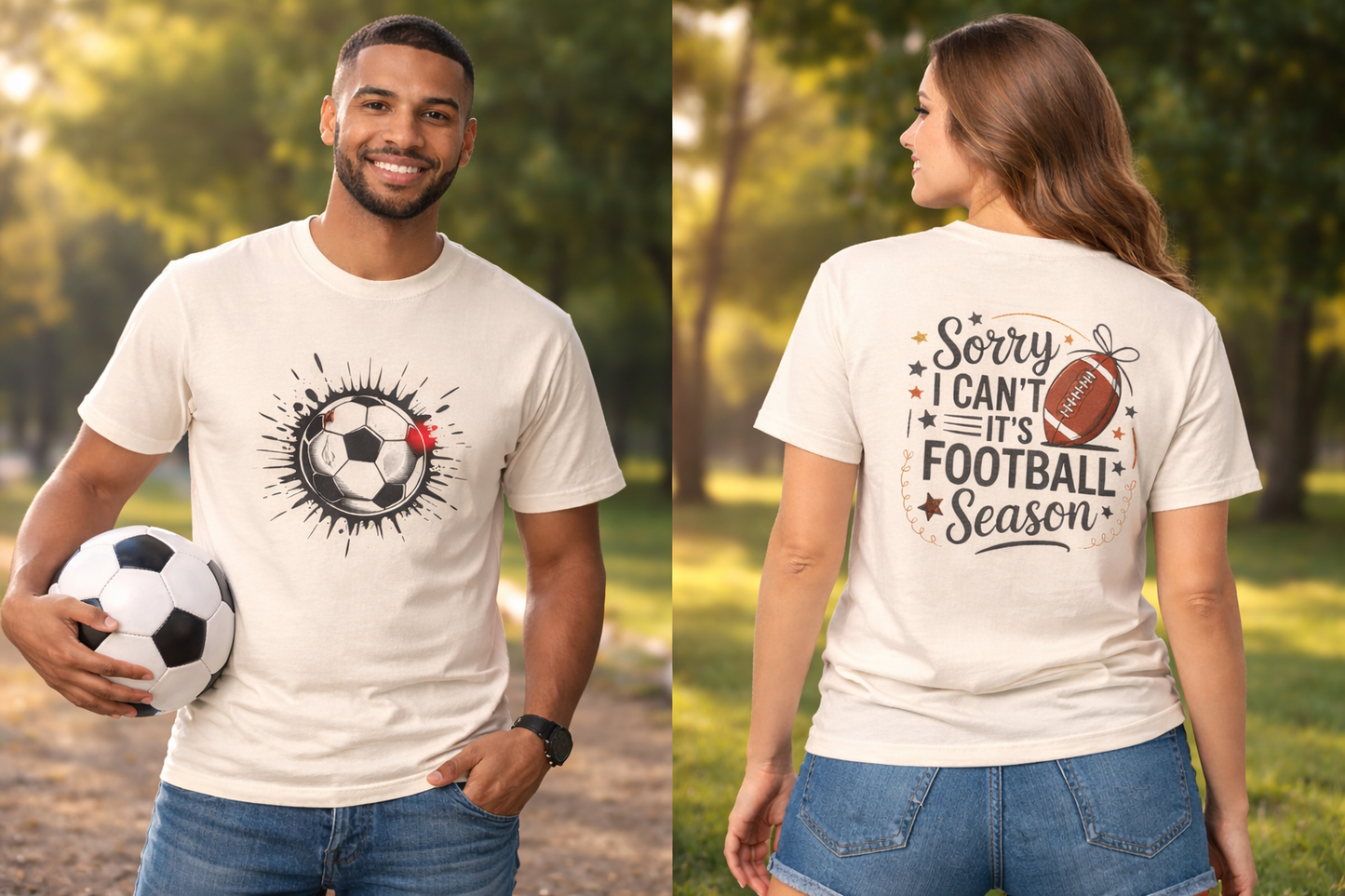 Unisex Football Season T-Shirt – "Sorry I Can’t, It’s Football Season" Graphic Tee