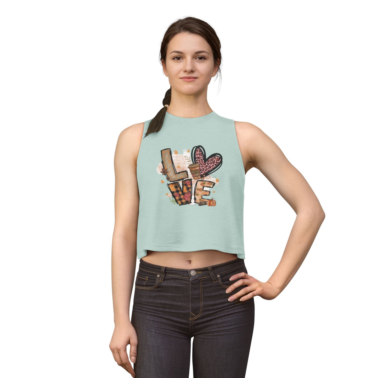 LOVE Graphic Crop Top — Women's Boho Heart Plaid Summer Tank